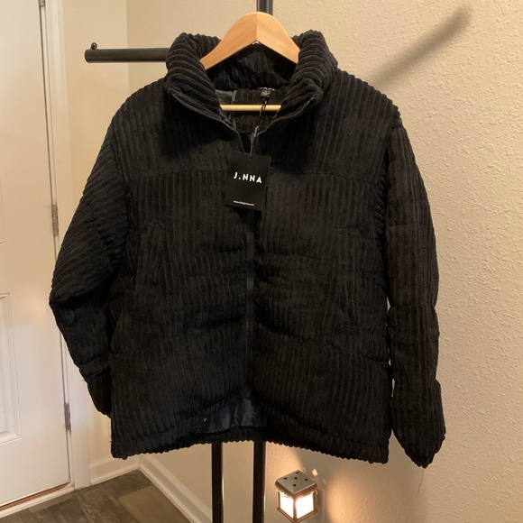 NWT, J.NNA Corduroy Puffer Jacket. Size Large. Black - Picture 4 of 8